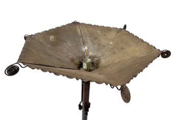 Art Deco Patinated Wrought Iron Floor Lamp, 1930s